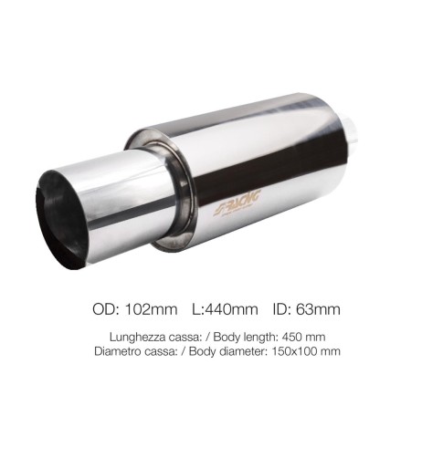 Marmitta universale inox lucido uscita rotonda 60mm ESR088