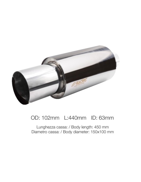 Marmitta universale inox lucido uscita rotonda 60mm ESR088