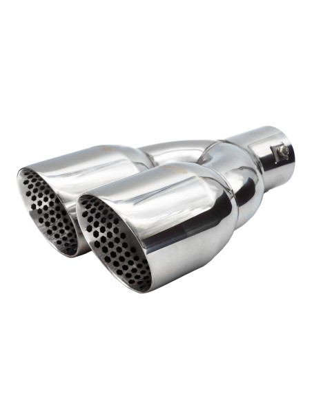 Terminale scarico inox rotondo doppio inclinato 35 61mm TRX 113