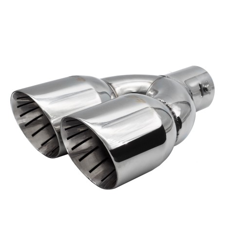 Terminale scarico inox rotondo doppio inclinato 35 61mm TRX 114