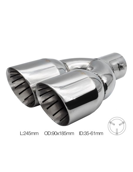 Terminale scarico inox rotondo doppio inclinato 35 61mm TRX 114