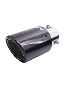 Terminale scarico universale carbonio singolo rotondo inclinato 38 64mm TRX