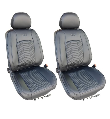 Coppia coprisedili anteriori universali Simoni Racing in Pelle PU nera