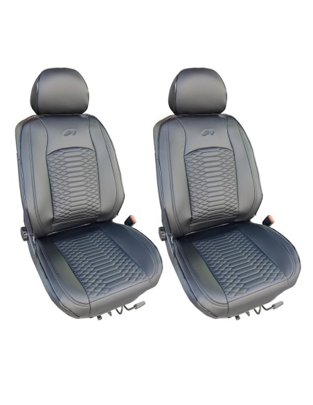 Coppia coprisedili anteriori universali Simoni Racing in Pelle PU nera