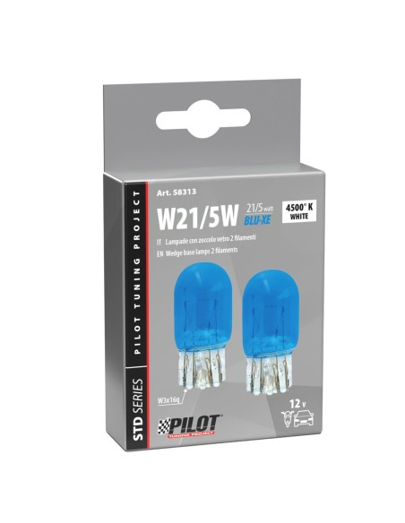 Coppia lampadine alogene Blu Xe T20 W3x16q W21 5W 12V