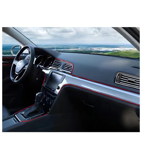 Profilo cromato rosso 3mt per interni auto senza adesivo o colla