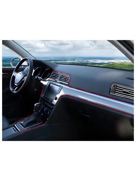 Profilo cromato rosso 3mt per interni auto senza adesivo o colla