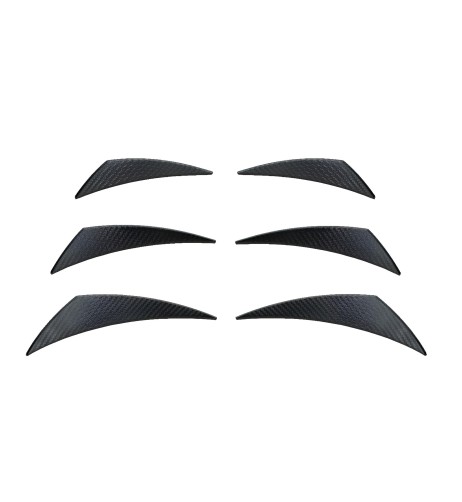 Kit 6 alette canards aerodinamiche per paraurti ABS Carbon Look