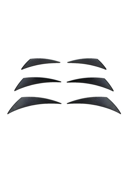 Kit 6 alette canards aerodinamiche per paraurti ABS Carbon Look