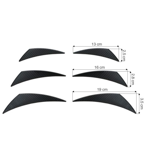 Kit 6 alette canards aerodinamiche per paraurti ABS Carbon Look