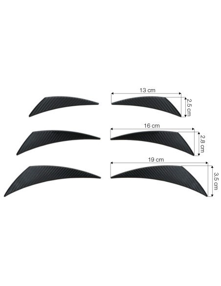 Kit 6 alette canards aerodinamiche per paraurti ABS Carbon Look