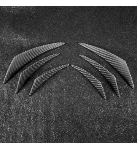 Kit 6 alette canards aerodinamiche per paraurti ABS Carbon Look