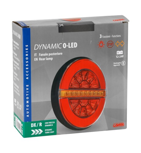 Fanale posteriore O Led Dynamic 3 funzioni 12 24V omologato Destro