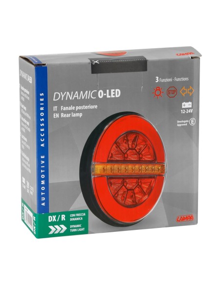 Fanale posteriore O Led Dynamic 3 funzioni 12 24V omologato Destro