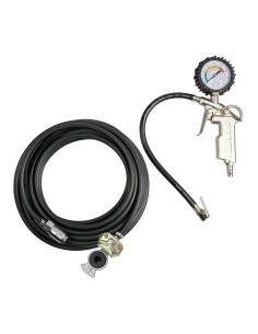 Kit gonfiaggio pneumatici Pistola con manometro Tubo in PVC 12mt