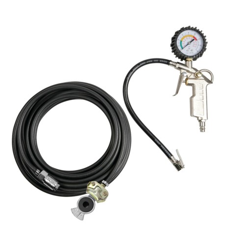 Kit gonfiaggio pneumatici Pistola con manometro Tubo 12mt per spirali ari