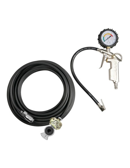 Kit gonfiaggio pneumatici Pistola con manometro Tubo in PVC 12mt