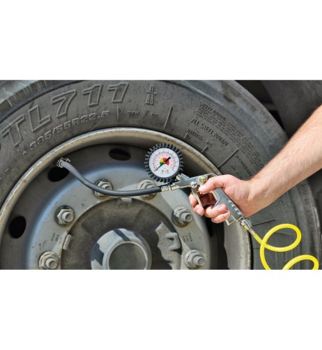 Kit gonfiaggio pneumatici Pistola con manometro Tubo in PVC 12mt