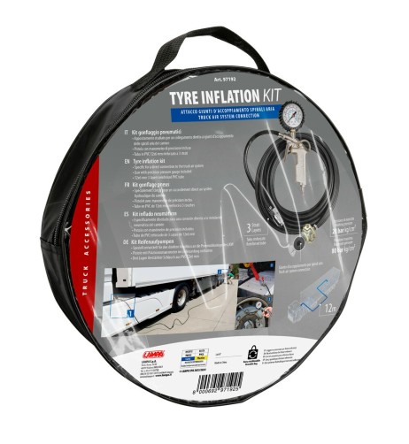 Kit gonfiaggio pneumatici Pistola con manometro Tubo in PVC 12mt