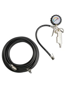 Kit gonfiaggio pneumatici Pistola con manometro Tubo in PVC 12mt