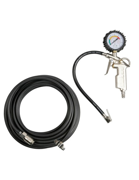 Kit gonfiaggio pneumatici Pistola con manometro Tubo in PVC 12mt