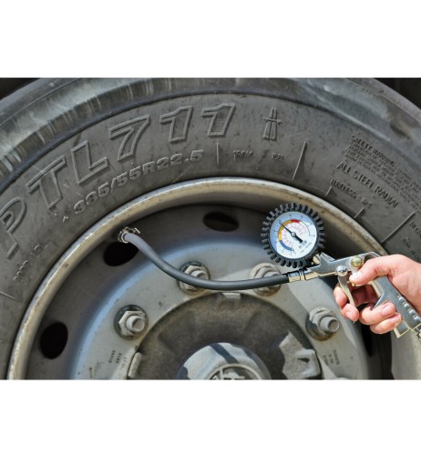 Kit gonfiaggio pneumatici Pistola con manometro Tubo in PVC 12mt