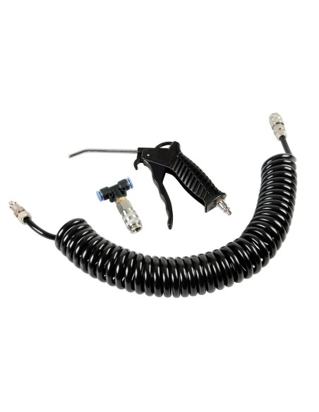 Set pistola aria con tubo a spirale 8mm e connettore a T