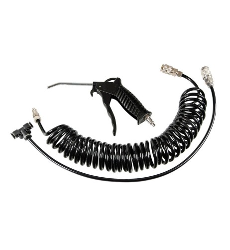 Set pistola aria con tubo a spirale 6mm e connettore lungo a T
