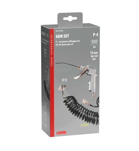 Set pistola aria con tubo a spirale 6mm e connettore a vite M16