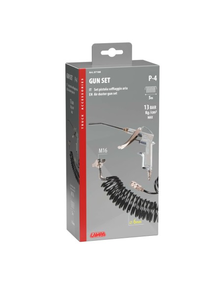 Set pistola aria con tubo a spirale 6mm e connettore a vite M16