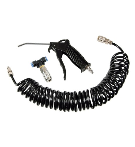 Set pistola aria con tubo a spirale 6mm e connettore a T