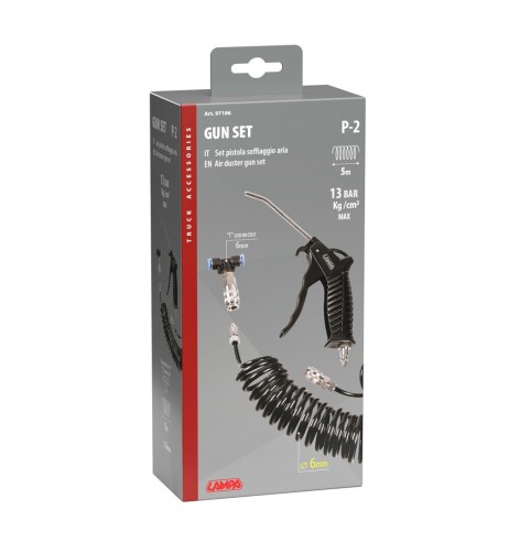 Set pistola aria con tubo a spirale 6mm e connettore a T