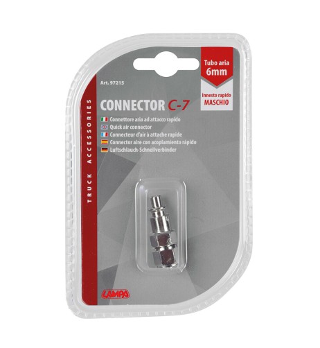 Connettore aria per tubo 6mm ad attacco rapido maschio