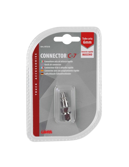 Connettore aria per tubo 6mm ad attacco rapido maschio