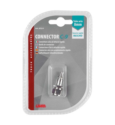 Connettore aria per tubo 8mm ad attacco rapido maschio