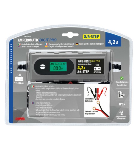 Caricabatteria intelligente Amperomatic Digit Pro IP65 12V 4 2A