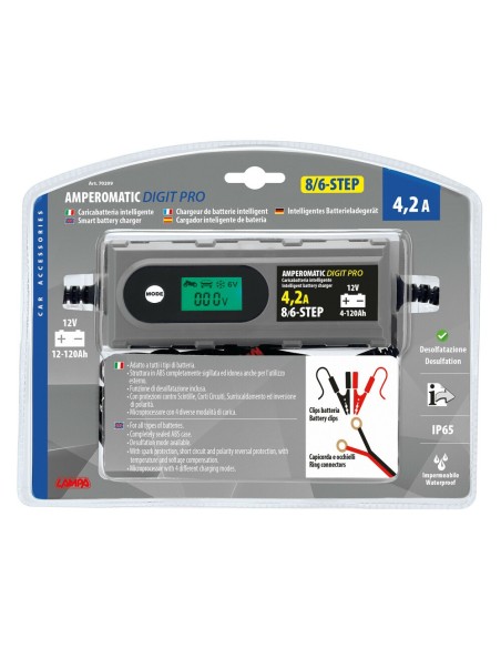 Caricabatteria intelligente Amperomatic Digit Pro IP65 12V 4 2A