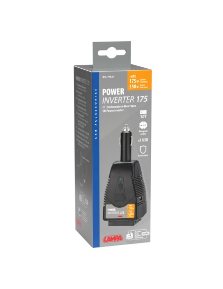 Power inverter 12 220V 175W con USB e presa Schucko