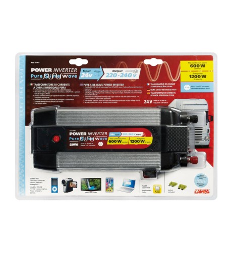 Power Inverter 600 1200W trasformatore a onda sinusoidale pura 24V 230V