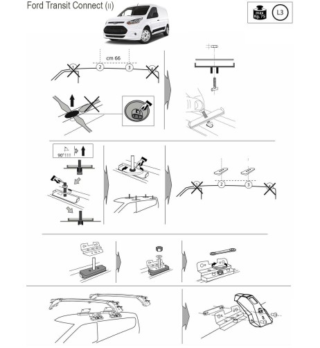 Kit barre portatutto LP56 per Ford Transit Connect 2013-2024