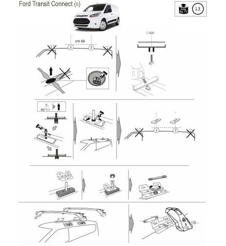 Kit barre portatutto LP65 per Ford Transit Connect 2013 2024