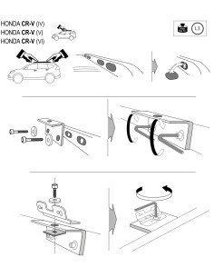 Kit barre portatutto LP64 per Honda CR V 5p dal 2012 railing integrato 2