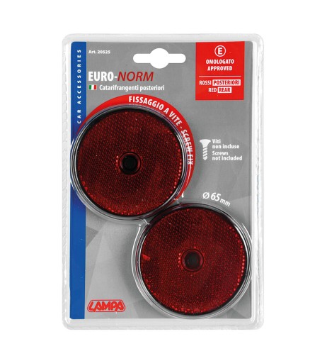 Catarifrangenti posteriori rotondi 65mm rosso omologati