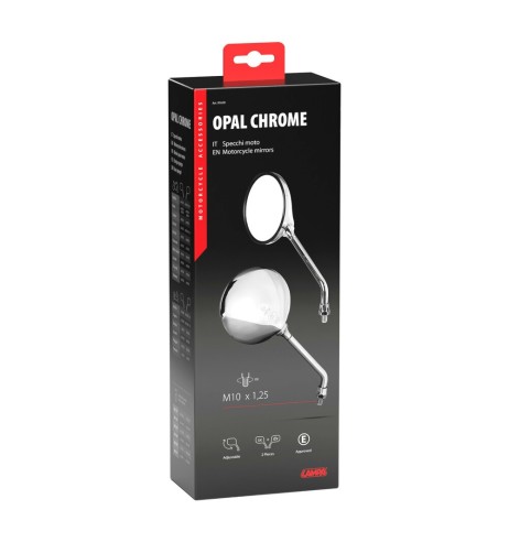 Coppia di specchietti Opal Chrome moto Filettatura destra M10x1 25