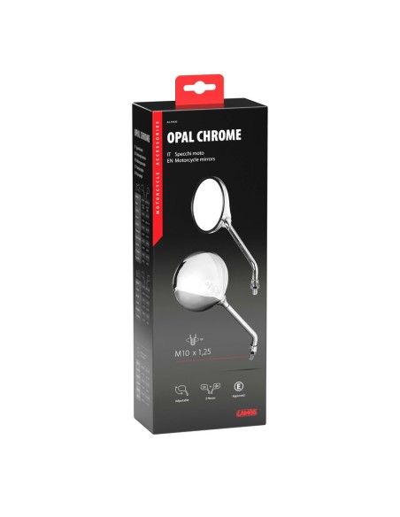 Coppia di specchietti Opal Chrome moto Filettatura destra M10x1 25