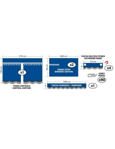 Set tende in poliestere per camion Luxury Pro Cabin Argento Blu 2