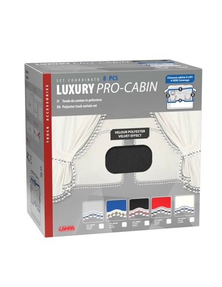 Set tende in poliestere per camion Luxury Pro Cabin Nero Rosso