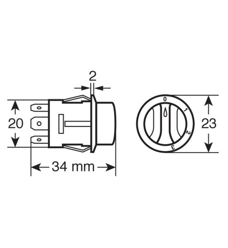 Interruttore a rotazione montaggio ad incasso a 4 posizioni 12 24V 10A