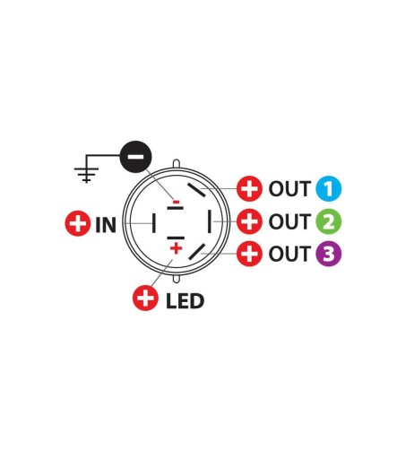 Interruttore a rotazione montaggio ad incasso a 4 posizioni 12 24V 10A