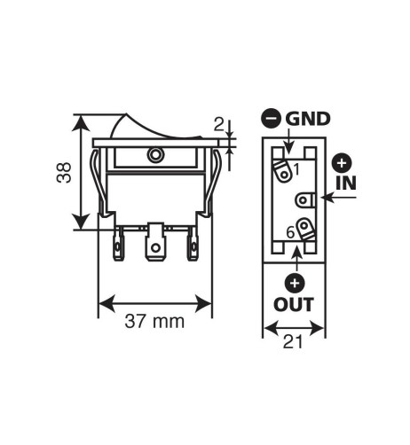 Interruttore con luce auto 12V 20A